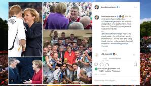 Angela Merkel: "Was für eine große Karriere! Bastian Schweinsteiger bleibt ein Vorbild - als Sportler und Sportsmann. Alles Gute und Danke für unvergessene Fußballmomente!"