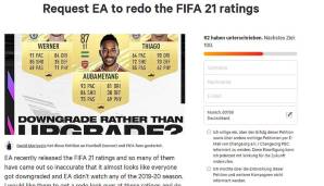 Wie groß der Unmut über die neuen Ratings ist, zeigt die Tatsache, dass ein gewisser David Mariayasin eine Online-Petition unter dem Namen „Request EA to redo the FIFA 21 ratings“ gestartet hat, um die Spieler neu zu bewerten.