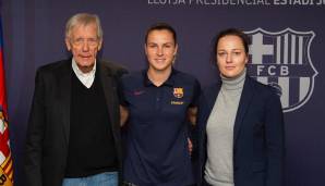 Jasmina Covic mit Klientin Ana-Maria Crnogorcevic und Brian Eylert beim FC Barcelona.