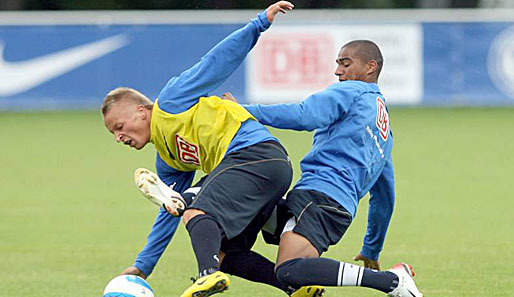 Patrick Ebert (l.) und Kevin-Prince Boateng spielten einst zusammen bei Hertha BSC Berlin