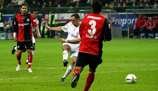 Franck Ribery rettete den Bayern einen 2:1-Sieg in Frankfurt in der Vorrunde