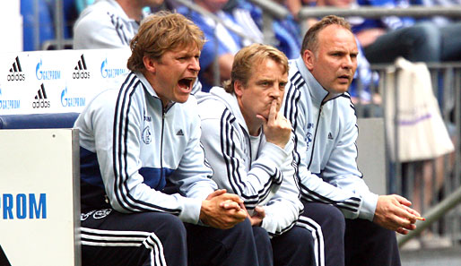 Youri Mulder, Mike Büskens und Oliver Reck (v.l.n.r.) wird es bei Schalke nicht mehr geben