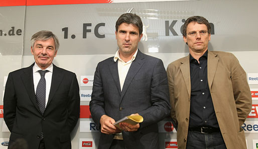 Auch sie bauen auf Soccerlab: Kölns Manager Meier, Cheftrainer Soldo und Assistent Henke