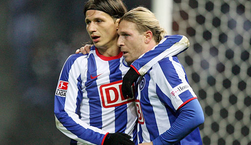 Marko Pantelic (l.) und Andrej Woronin stänkerten gegen die Klubführung der Hertha