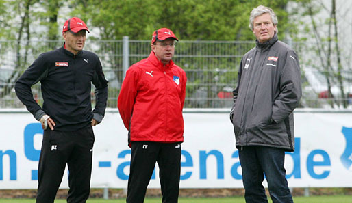 Sport-Kompetenz in Hoffenheim: Peters (r.) mit Chefcoach Rangick (M.) und Co-Trainer Zeidler