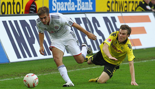 Das letzte Duell gegen Borussia Dortmund verlor Philipp Lahm (l.) mit Bayern München 0:2