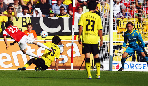 Nicolai Müller erzielt das 1:0 für Mainz gegen Borussia Dortmund