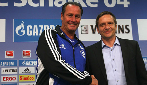 Horst Heldt (r.) holte Huub Stevens zurück zu Schalke 04