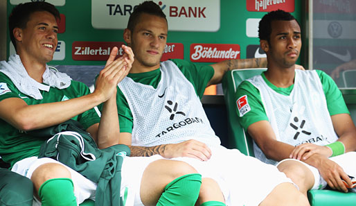 Sandro Wagner (l., neben Arnautovic und Wesley) saß bei Werder meist auf der Bank