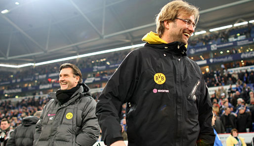 Michael Zorc (l.) und Jürgen Klopp stehen mit dem BVB an der Spitze der Bundesliga