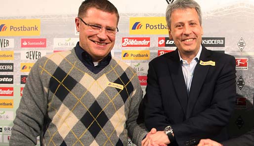 Max Eberl (l.) bildet mit Lucien Favre (r.) ein erfolgreiches Duo bei Borussia Mönchengladbach