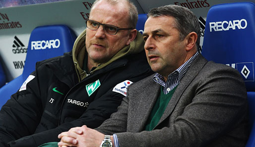 Thomas Schaaf und Klaus Allofs (v.l.) hoffen noch auf den Einzug in die Europa League