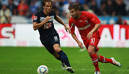 Letzte Saison Gegner, jetzt gemeinsam für den FCA: Daniel Baier (r. ) und Andreas Ottl