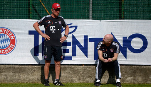 Sportdirektor Matthias Sammer (r.) und Trainer Jupp Heynckes (l.) im Juli-Trainingslager in Trentino