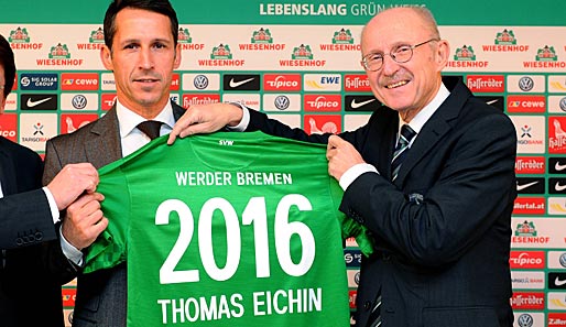 Nimmt Thomas Eichin (l.) bereits am 1. Februar seine Arbeit bei Werder Bremen auf?