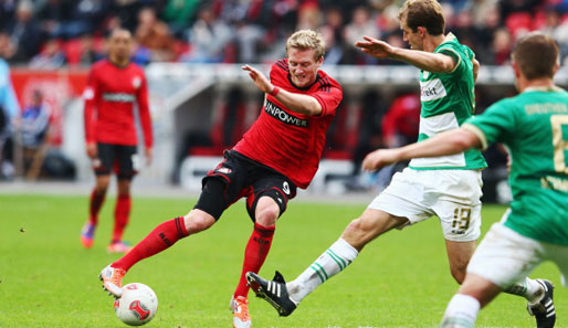 Bayer Leverkusen gewann in der Hinrunde mit 2:0 gegen das Kleeblatt