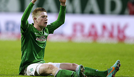 Kevin de Bruyne musste das Werder-Training abbrechen - sein Einsatz am Samstag ist fraglich