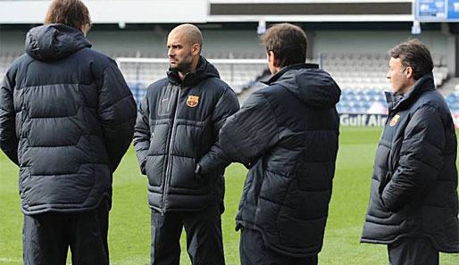 Pep Guardiola und seine Helfer - sie stehen ihm auch beim FC Barcelona zur Seite