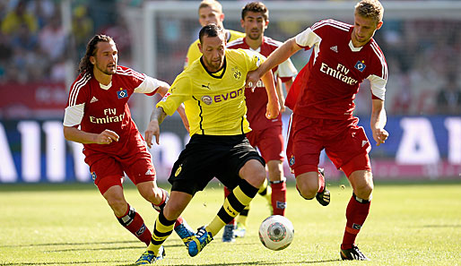 Julian Schieber (M.) stand in dieser Saison noch keine Minute für den BVB auf dem Rasen