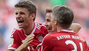 Thomas Müller (l.) erzielte in dieser Bundesligasaison drei Tore für den FC Bayern München