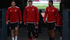 Manuel Neuer (M.) und Jerome Boateng (r.) sehen weiter Verbeserungsbedarf bei den Bayern