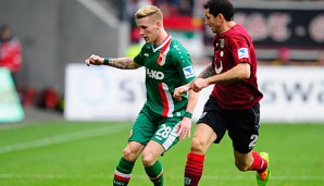 Andre Hahn schaffte mit dem FC Augsburg ein 1:1 gegen Hannover 96