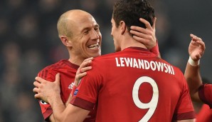 5 TORE: Arjen Robben für Robert Lewandowski lautet die erfolgreichste Bayern-Kombi dieser Saison. Wer weiß, ob da nicht noch das eine oder andere Tor mehr herausspringt...