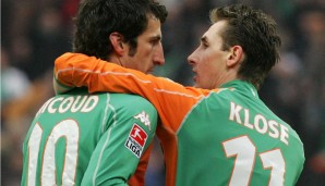 8 TORE: Etliche Jahre lagen diese beiden mit ihrer Ausbeute aus der Saison 2005/06 ganz vorn: Werders genialer Spielmacher Johan Micoud (l.) und Miro Klose