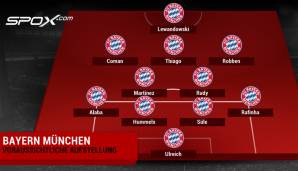 Beim FC Bayern steht die 4-2-3-1-Grundformation fest. Ob es für Jerome Boateng (statt Süle) reicht, ist noch unklar