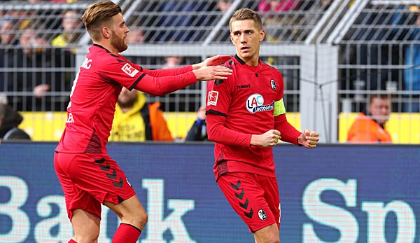 Nils Petersen freut sich über sein Tor für den SC Freiburg