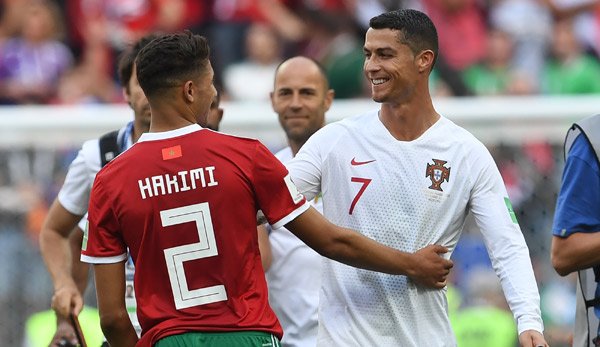 Hakimi traf mit Marokko bei der WM in Russland auf Portugal und Teamkollege Cristiano Ronaldo.