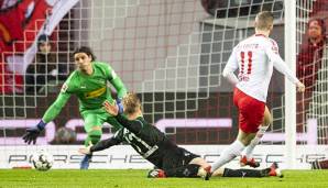Timo Werner erzielt das 1:0 für RB Leipzig.