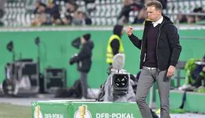 Geballte Faust: Julian Nagelsmann feierte mit RB Leipzig im DFB-Pokal gegen den VfL Wolfsburg ein dringend benötigtes Erfolgserlebnis.