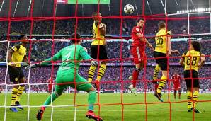 Der Anfang vom Ende für den BVB in München im April 2019: Mats Hummels trifft per Kopf zum 1:0 für den FC Bayern.
