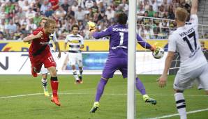 Platz 8: Joel Pohjanpalo (Bayer Leverkusen) am 27. August 2016 gegen Borussia Mönchengladbach - 114 Sekunden.