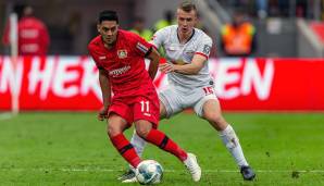 Nadiem Amiri und Lukas Klostermann schenkten sich in den Zweikämpfen im Hinspiel zwischen Bayer 04 Leverkusen und RB Leipzig nichts.