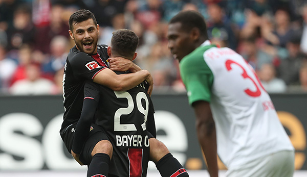 Kevin Volland steuerte beim 3:0-Hinspielsieg in Augsburg den Treffer zum zwischenzeitlichen 2:0 für Bayer Leverkusen bei.