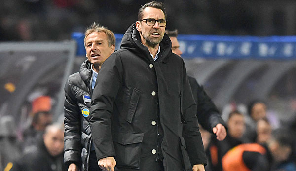 Auf der Hertha-PK mit Michael Preetz und Alexander Nouri wies Manager Preetz Klinsmann Anschuldigungen entschieden zurück.