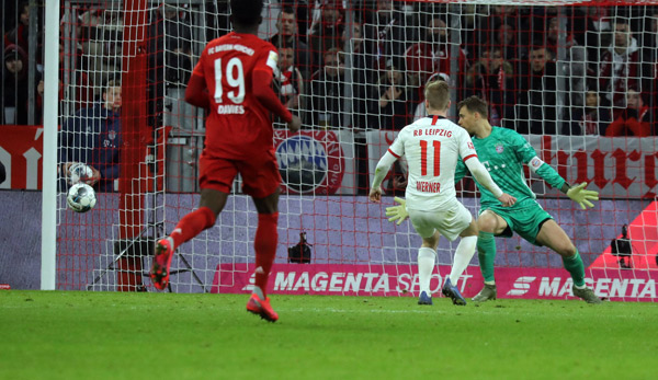 Timo Werner vergab die beste Chance für RB Leipzig völlig frei vor Manuel Neuer.