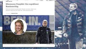 Die Berliner Morgenpost attestiert Klinsmann einen Mangel an Respekt und eine grobe Verletzung seiner Vorbildfunktion. "Menschliche Kleinkariertheit" wirft Kommentatorin Alexandra Gross ihm vor.