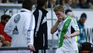 Kevin De Bruyne (VfL Wolfsburg) am 22.3.2014 in Minute 90 gegen den FC Augsburg. Vergehen bei der zweiten Gelben Karte: Meckern.