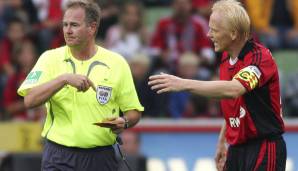 Carsten Ramelow (Bayer Leverkusen) am 26.8.2006 in Minute 83 gegen den VfL Wolfsburg. Vergehen bei der zweiten Gelben Karte: Schiedsrichterbeleidigung.