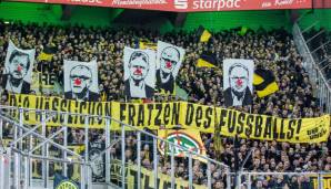 Vor dem Auswärtsspiel in Mönchengladbach protestieren die Fans von Borussia Dortmund gegen die "hässlichen Fratzen des Fußballs".