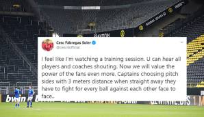 Cesc Fabregas (AS Monaco): "Ich fühle mich, als würde ich eine Trainingseinheit anschauen. Man hört Spieler und Trainer schreien. Jetzt weiß man die Fans erst recht zu schätzen."