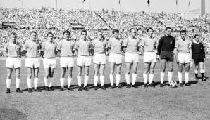Platz 7: TSV 1860 MÜNCHEN (11S-9U-10N - 31:29 Punkte - 66:50 Tore) - Während der FC Bayern damals noch etwas in der Oberliga ausharren musste, waren die Löwen eine große Nummer. Im Sommer 1964 feierten sie in Stuttgart den DFB-Pokalsieg.