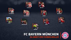 Die Aufstellung des FC Bayern München nach der Einwechslung von Thomas Müller.
