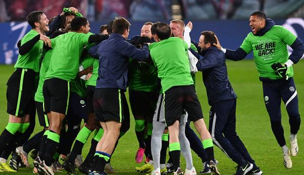 Nach dem Abpfiff feierten die Wolfsburger ausgelassen die Qualifikation für die Champions League.