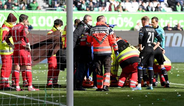 Cedric Brunner stürzte nach einem Kopfballduell mit dem Wolfsburger Jonas Wind in der 27. Minute unglücklich auf den Nacken und musste von Gurten fixiert fünf Minuten später mit einer Trage vom Platz gebracht werden.