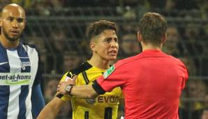 Platz 14: EMRE MOR (8) - Der "türkische Messi" hatte in Dortmund keine einfache Zeit. Sinnbildlich: Seine Rote Karte im Dezember 2016 gegen Hertha BSC nach einer Tätlichkeit - und das, obwohl er ursprünglich der Gefoulte war. Endergebnis: 1:1.