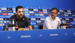 Sandro Schwarz (l.) soll Hertha BSC wieder in ruhigeres Fahrwasser führen.